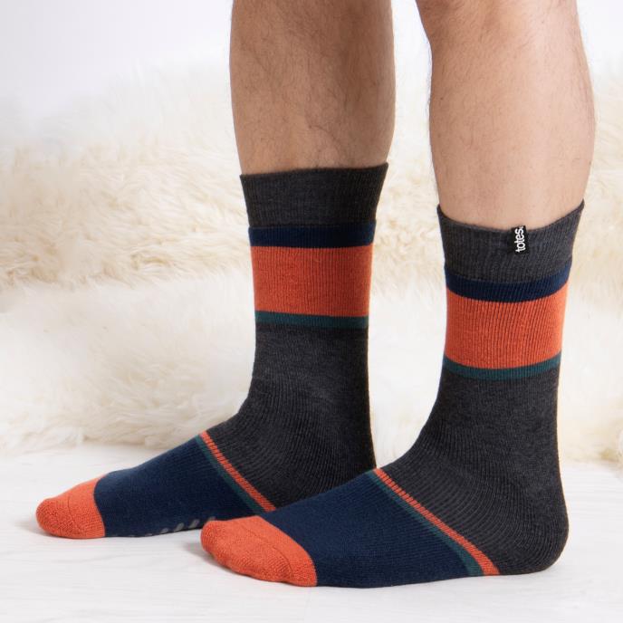 totes toasties® Mens Original Slipper Socks (Twin Pack) Football / Stripe Extra Image 3